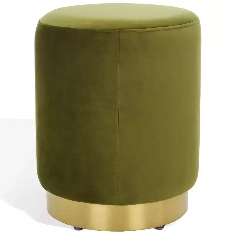Puf redondo de terciopelo con base de latón, asiento individual — Varios colores