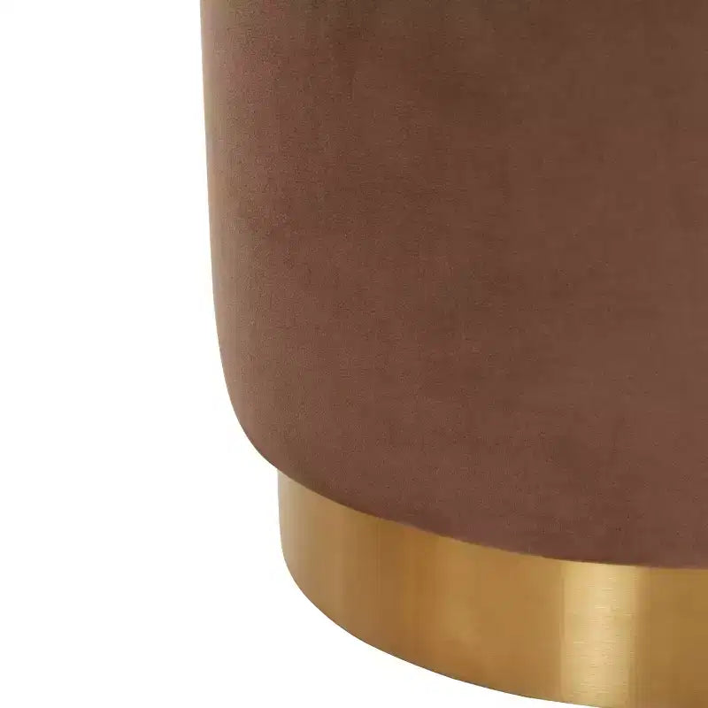 Puf redondo de terciopelo con base de latón, asiento individual — Varios colores
