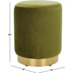 Puf redondo de terciopelo con base de latón, asiento individual — Varios colores