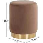 Puf redondo de terciopelo con base de latón, asiento individual — Varios colores