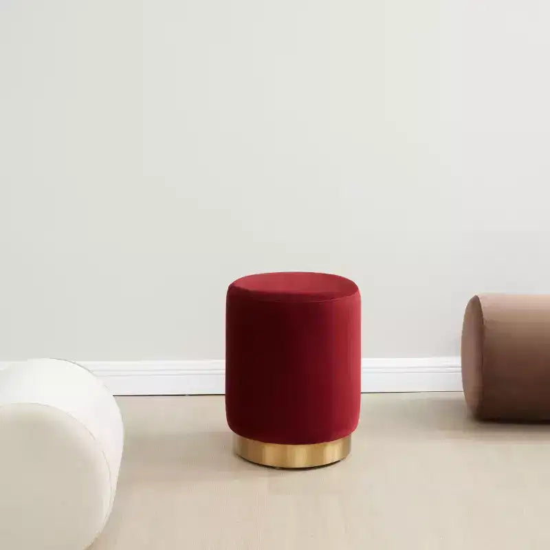 Puf redondo de terciopelo con base de latón, asiento individual — Varios colores