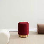 Puf redondo de terciopelo con base de latón, asiento individual — Varios colores