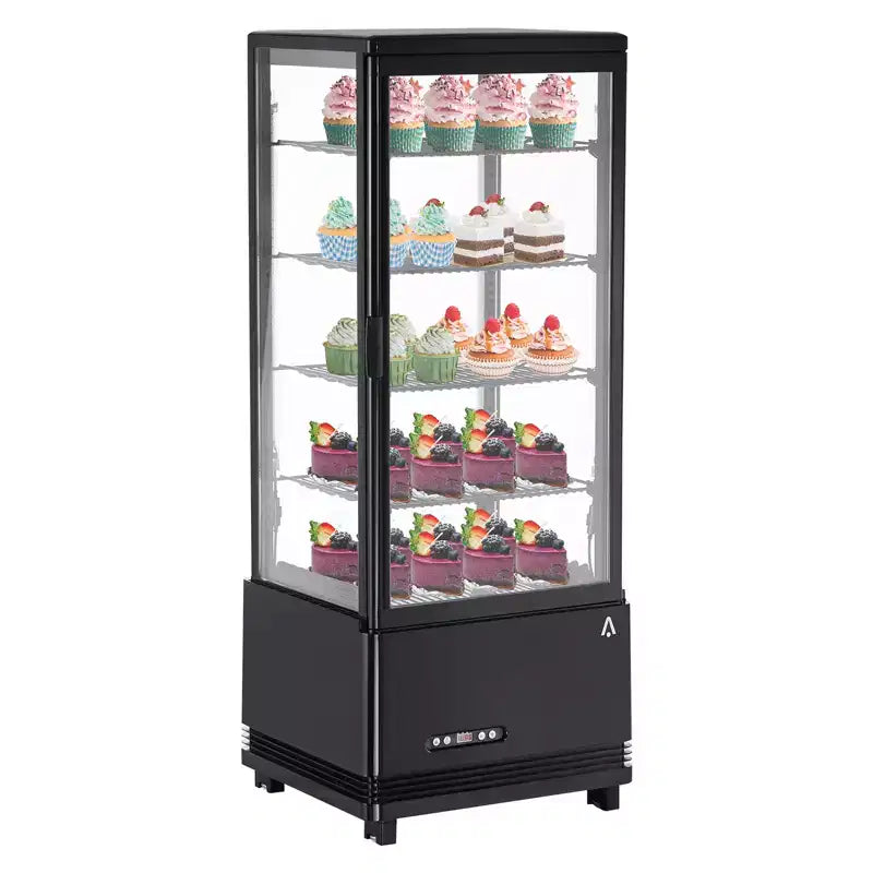 Commercial Display Refrigerator 2.4 Cu ft, Countertop Refrigerated Display Case with LED Lighting for Bakery, Cafe