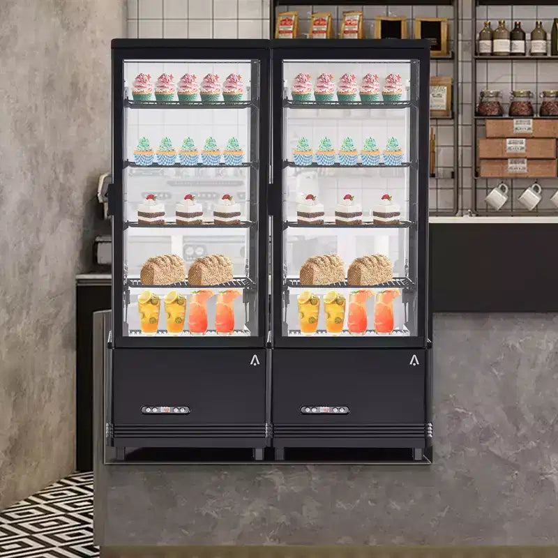 Vitrina refrigerada blanca de 3 niveles para pasteles, 2.4 pies cúbicos, para 1-2 usuarios