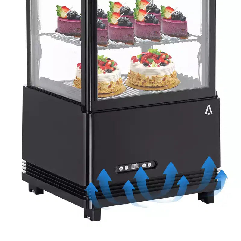 Vitrina refrigerada blanca de 3 niveles para pasteles, 2.4 pies cúbicos, para 1-2 usuarios