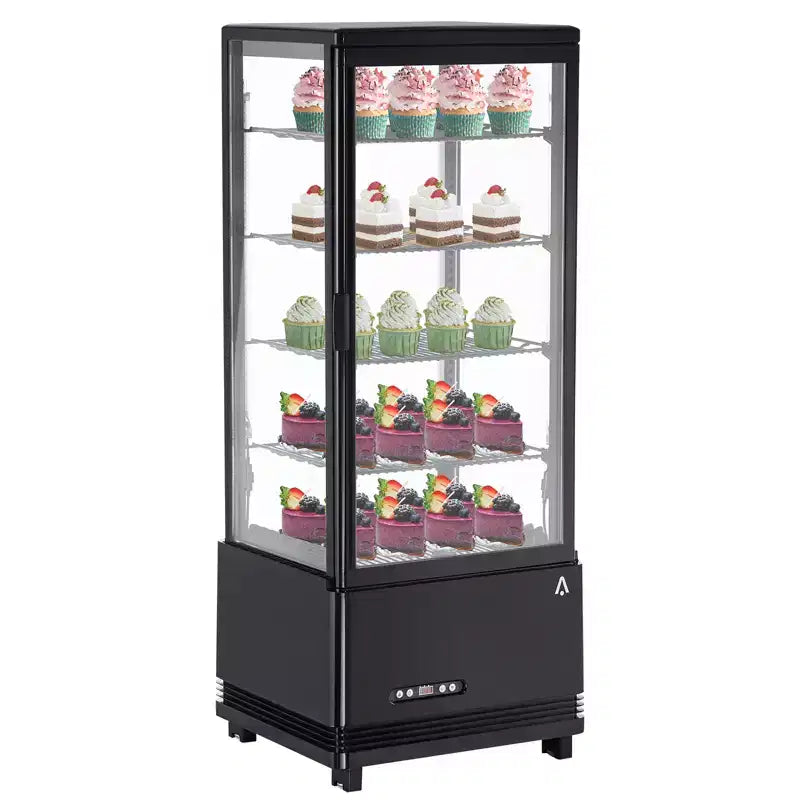 Vitrina refrigerada blanca de 3 niveles para pasteles, 2.4 pies cúbicos, para 1-2 usuarios