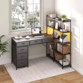 Garvee L-Shaped Desk with 6 Drawers, RGB Lights, Reversible Design, Built-in Power Strip, Ample Storage, Sturdy Metal Frame