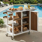 GDFStudio Mavis Foldable Outdoor Kitchen Island with Lockable Wheels