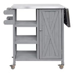 Isla de Cocina Plegable de Exterior con Almacenamiento Marrón/Gris/Natural – 1 Persona