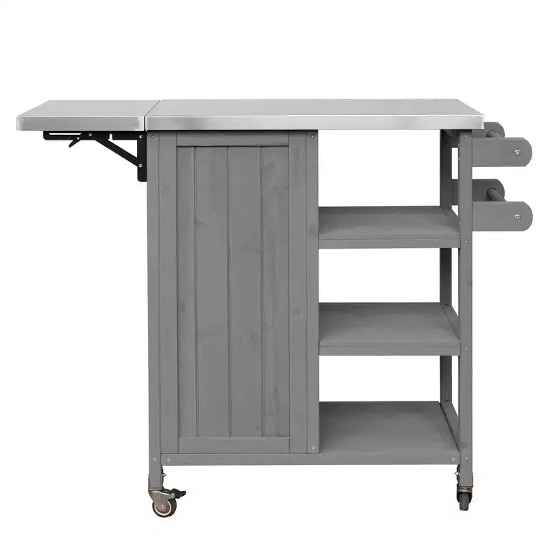 Isla de Cocina Plegable de Exterior con Almacenamiento Marrón/Gris/Natural – 1 Persona