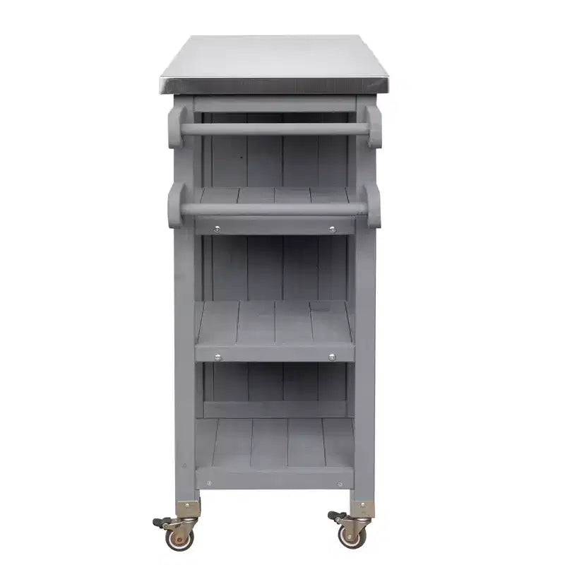 Isla de Cocina Plegable de Exterior con Almacenamiento Marrón/Gris/Natural – 1 Persona