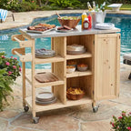 Isla de Cocina Plegable de Exterior con Almacenamiento Marrón/Gris/Natural – 1 Persona