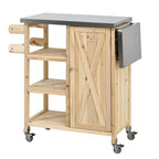 Isla de Cocina Plegable de Exterior con Almacenamiento Marrón/Gris/Natural – 1 Persona