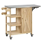 Isla de Cocina Plegable de Exterior con Almacenamiento Marrón/Gris/Natural – 1 Persona