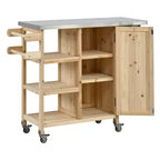 Isla de Cocina Plegable de Exterior con Almacenamiento Marrón/Gris/Natural – 1 Persona