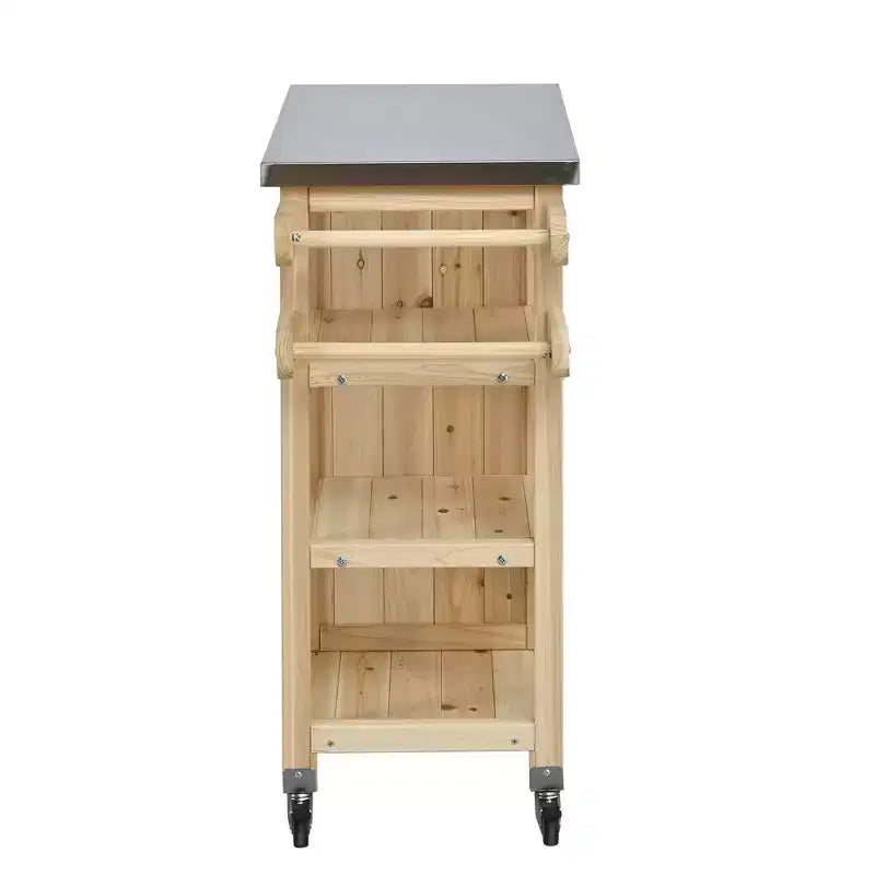 Isla de Cocina Plegable de Exterior con Almacenamiento Marrón/Gris/Natural – 1 Persona