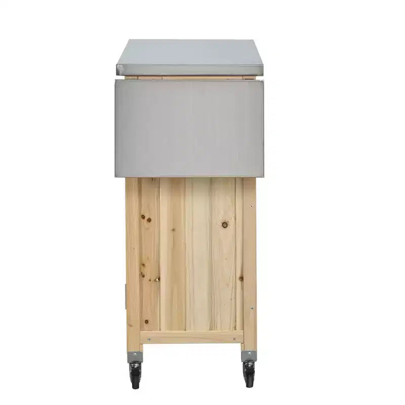 Isla de Cocina Plegable de Exterior con Almacenamiento Marrón/Gris/Natural – 1 Persona