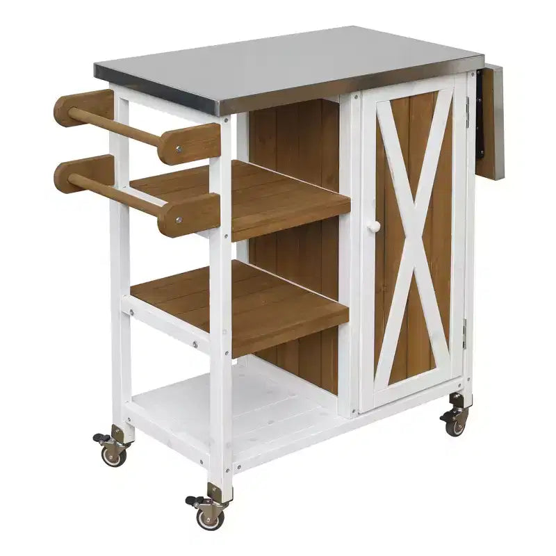 Isla de Cocina Plegable de Exterior con Almacenamiento Marrón/Gris/Natural – 1 Persona