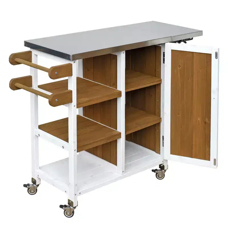 Isla de Cocina Plegable de Exterior con Almacenamiento Marrón/Gris/Natural – 1 Persona
