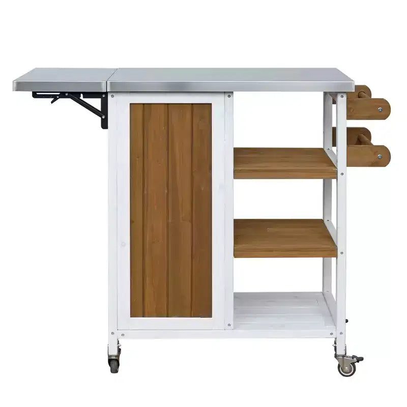 Isla de Cocina Plegable de Exterior con Almacenamiento Marrón/Gris/Natural – 1 Persona
