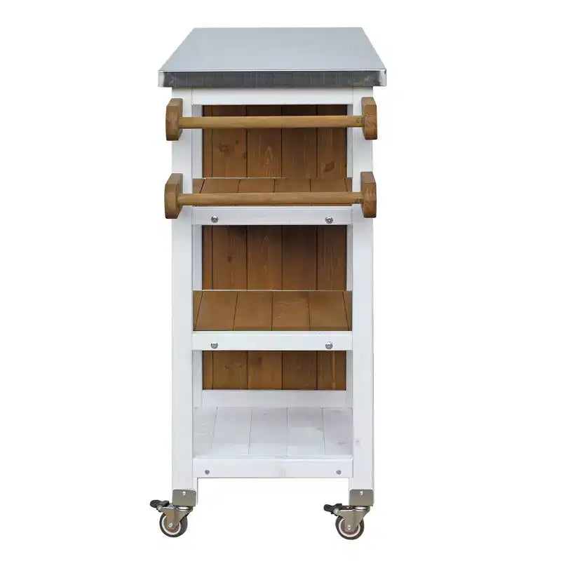 Isla de Cocina Plegable de Exterior con Almacenamiento Marrón/Gris/Natural – 1 Persona