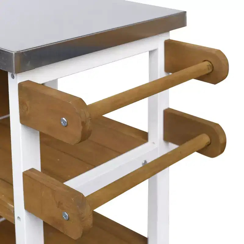 Isla de Cocina Plegable de Exterior con Almacenamiento Marrón/Gris/Natural – 1 Persona