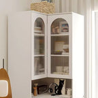 Mueble Esquinero Blanco con Puertas de Vidrio Estriado, 2 Cajones y Banco con Tapa Abatible – 1 Persona