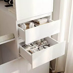 Mueble Esquinero Blanco con Puertas de Vidrio Estriado, 2 Cajones y Banco con Tapa Abatible – 1 Persona