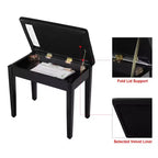 Banquetta de piano de un solo asiento, tapizada en blanco/negro, con almacenamiento