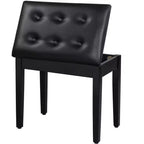 Banquetta de piano de un solo asiento, tapizada en blanco/negro, con almacenamiento