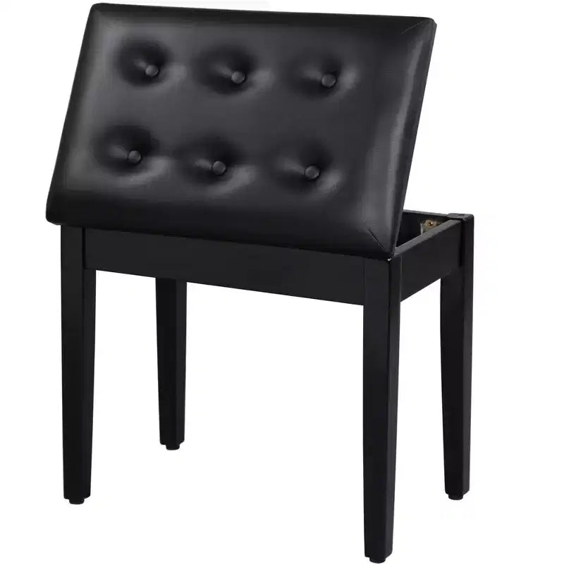 Banquetta de piano de un solo asiento, tapizada en blanco/negro, con almacenamiento
