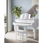 Banquetta de piano de un solo asiento, tapizada en blanco/negro, con almacenamiento