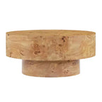 Mesa de centro redonda moderna con tablero grueso de madera natural/nogal