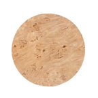 Mesa de centro redonda moderna con tablero grueso de madera natural/nogal
