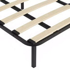 Base de cama tipo plataforma Queen tapizada en franela negra/gris claro con cabecero y piecero – Para 2 personas