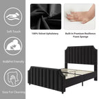 Base de cama tipo plataforma Queen tapizada en franela negra/gris claro con cabecero y piecero – Para 2 personas