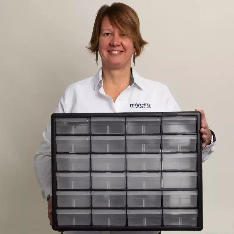 Organizador de almacenamiento de plástico negro de 24 cajones