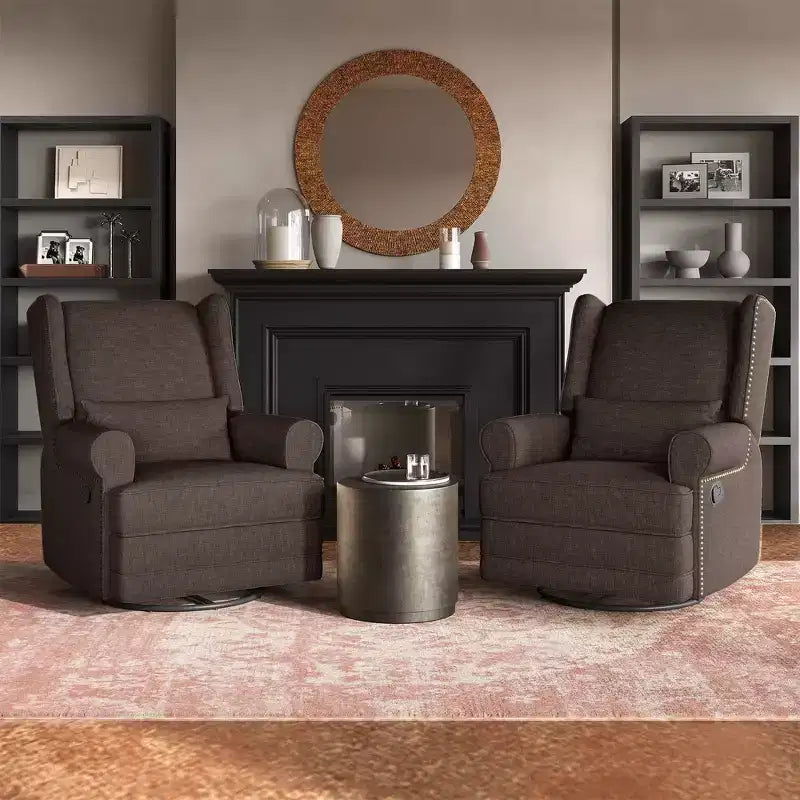 Sillón Giratorio Reclinable Color Beige / Marrón / Gris Claro, 1 Asiento
