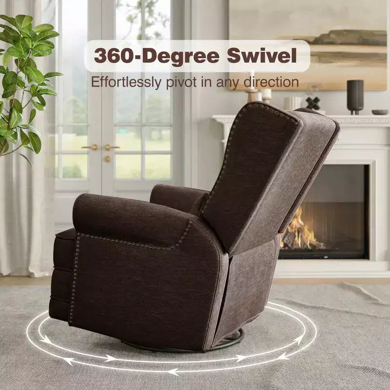 Sillón Giratorio Reclinable Color Beige / Marrón / Gris Claro, 1 Asiento