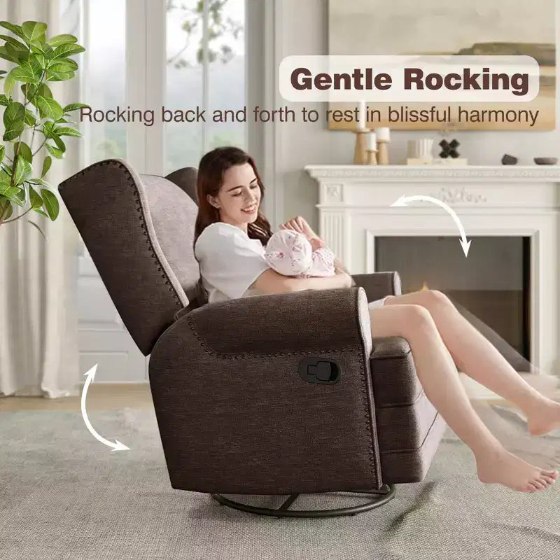 Sillón Giratorio Reclinable Color Beige / Marrón / Gris Claro, 1 Asiento