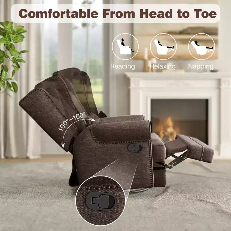 Sillón Giratorio Reclinable Color Beige / Marrón / Gris Claro, 1 Asiento