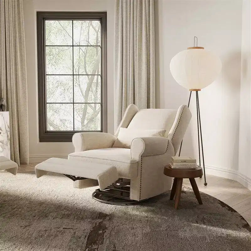 Sillón Giratorio Reclinable Color Beige / Marrón / Gris Claro, 1 Asiento