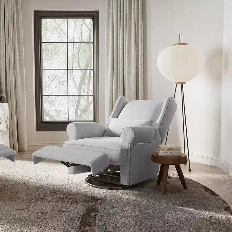Sillón Giratorio Reclinable Color Beige / Marrón / Gris Claro, 1 Asiento