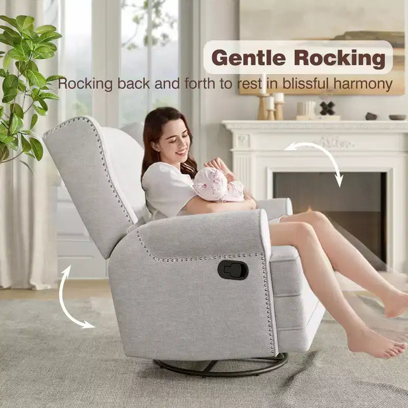 Sillón Giratorio Reclinable Color Beige / Marrón / Gris Claro, 1 Asiento