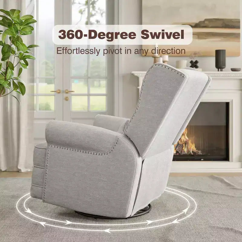 Sillón Giratorio Reclinable Color Beige / Marrón / Gris Claro, 1 Asiento