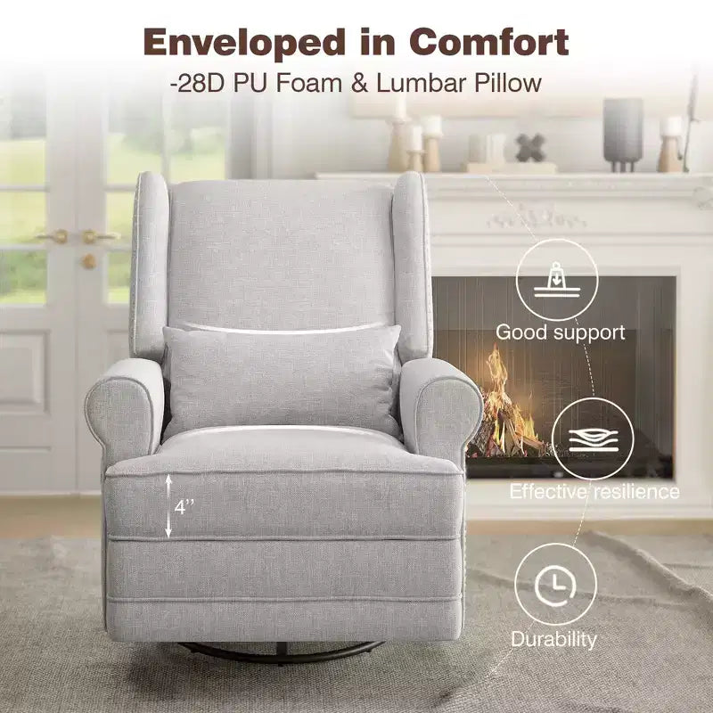 Sillón Giratorio Reclinable Color Beige / Marrón / Gris Claro, 1 Asiento