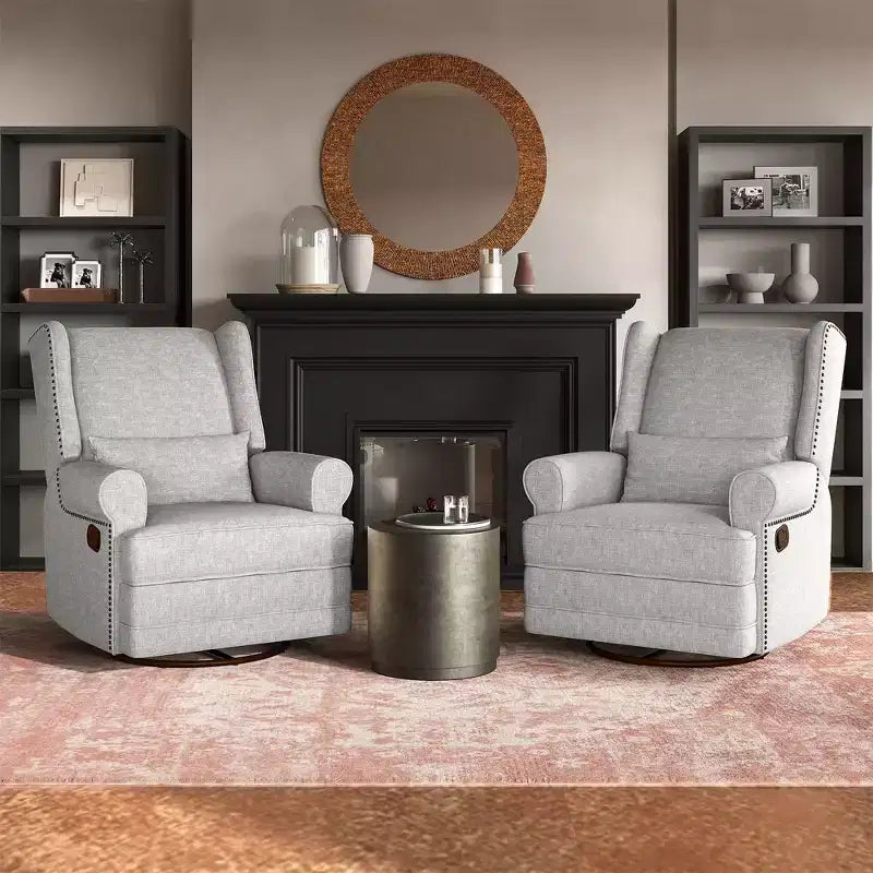 Sillón Giratorio Reclinable Color Beige / Marrón / Gris Claro, 1 Asiento