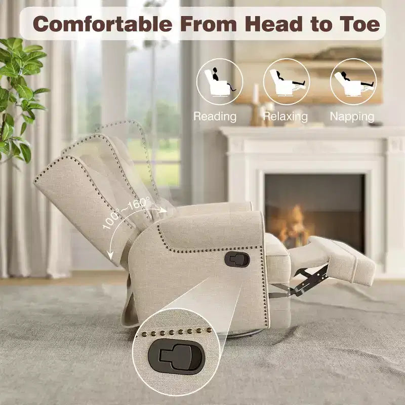 Sillón Giratorio Reclinable Color Beige / Marrón / Gris Claro, 1 Asiento