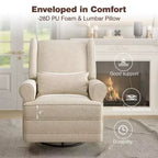 Sillón Giratorio Reclinable Color Beige / Marrón / Gris Claro, 1 Asiento