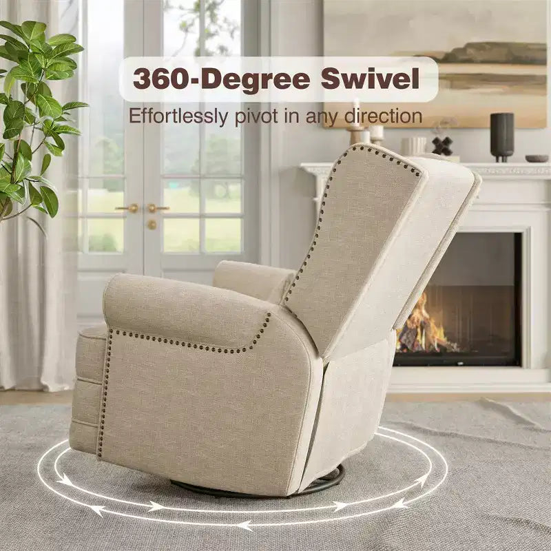 Sillón Giratorio Reclinable Color Beige / Marrón / Gris Claro, 1 Asiento